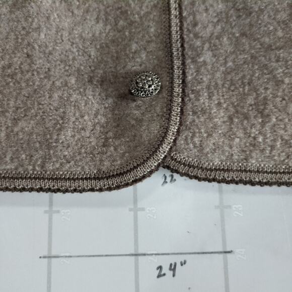 Vintage Geiger Cardigan Sweater Womens 40 Tan Pewter Button Up Boiled Wool - Picture 8 of 8